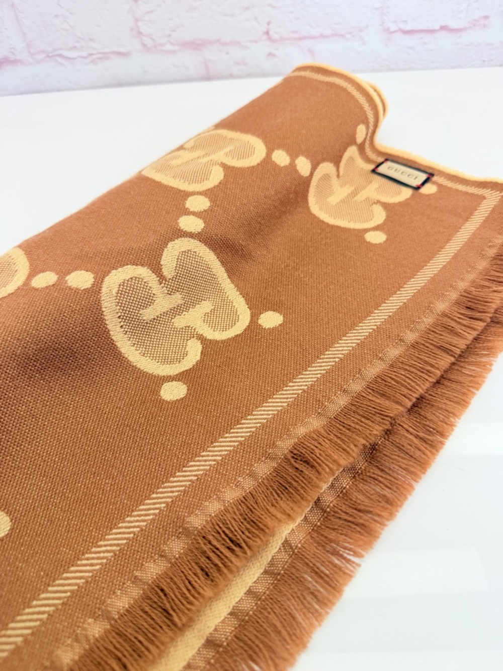 Gucci Giant GG Reversible Fringe Wool Scarf - Picture 6 of 12